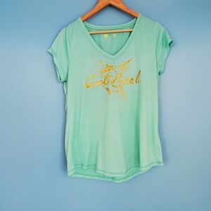 Xersion Fishing Tee Size Large "Get Reel" V-Neck